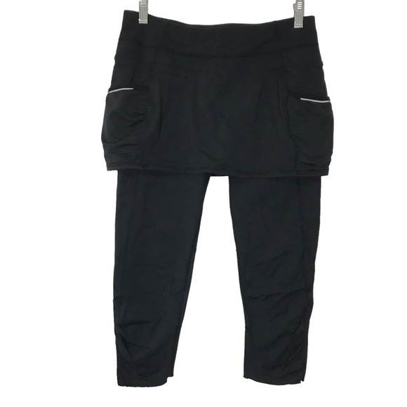 Athleta 2-in-1 Skirted Crop Leggings in Black Small - Picture 1 of 7